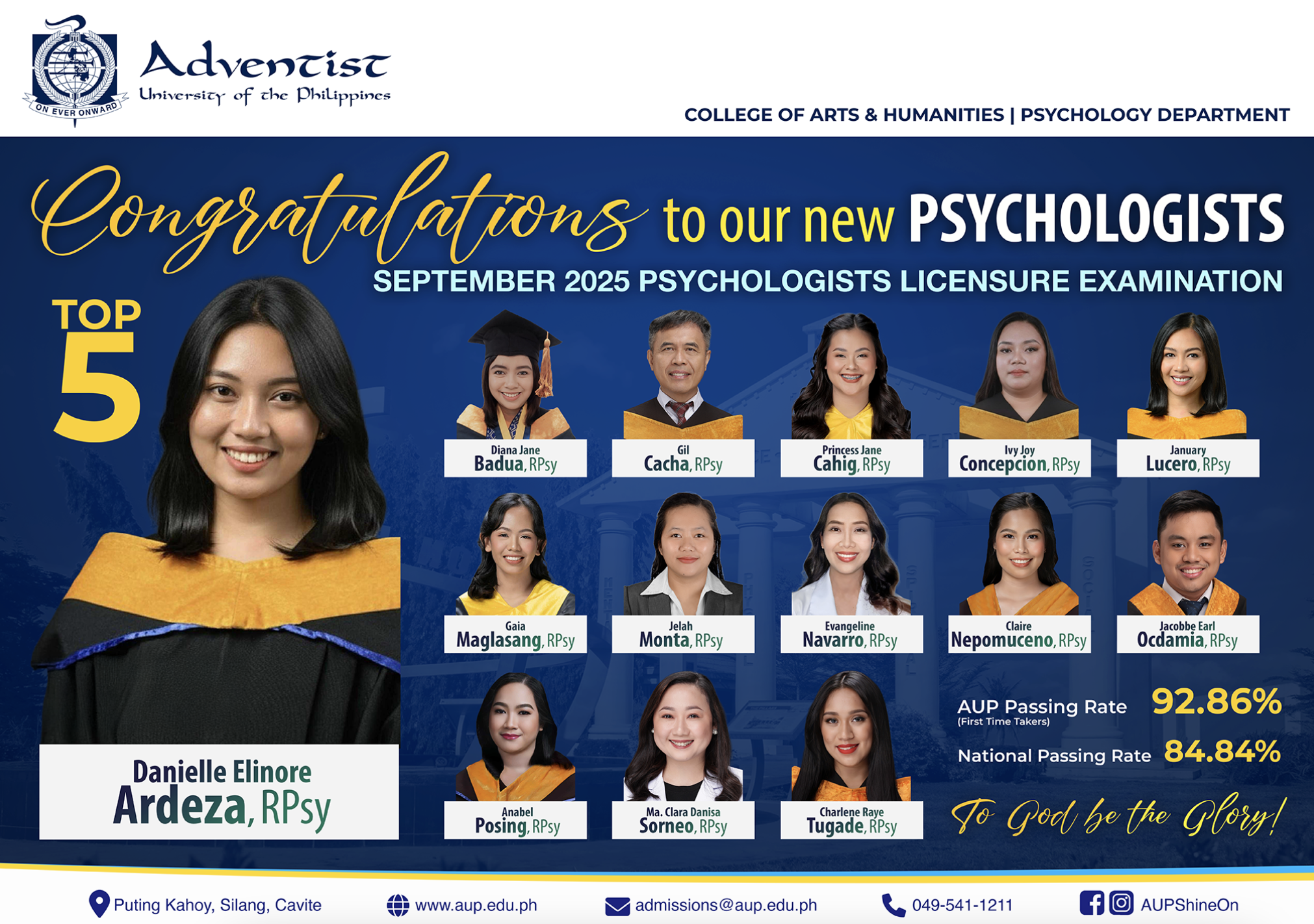 Psychology Department Graduates Shine in the September 2025 Board Examinations