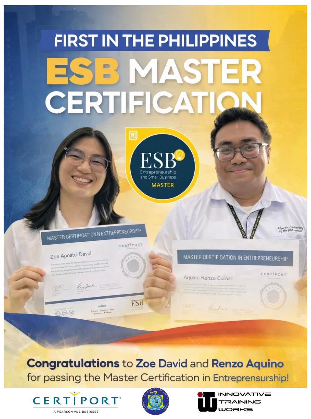 COB Students Become First in the Philippines to Earn ESB Master Certification